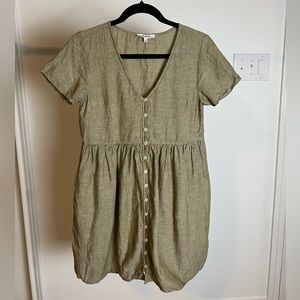 Madewell olive linen dress
